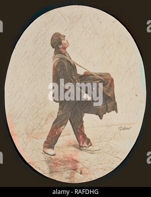 Das Organ Grinder, André Adolphe-Eugène Disdéri (Französisch, 1819 - 1889), ca. 1853, gesalzen Papier gedruckt, 15 x 12,1 cm (Neuerfundene Stockfoto