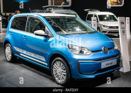 Brüssel - 19 Jan, 2017: Volkswagen Eco Up Auto auf dem Brüsseler Autosalon Motor Show präsentiert. Stockfoto