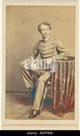 Union Soldat, sitzend, Charles entwalden Fredricks (American, 1823 - 1894), 1862, Eiweiß Silber drucken. Neuerfundene Stockfoto