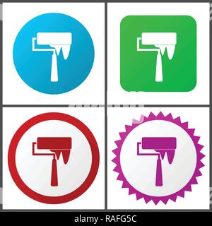 Bürste vektor Icon Set. Flaches Design Web Icons im eps 10. Bunte internet Tasten in vier Versionen Stock Vektor