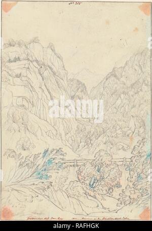 Schlucht in den Simplon gegenüber Isella, Sir John Frederick William Herschel (British, 1792-1871), 1. September 1821 überarbeitet Stockfoto
