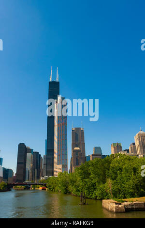 Chicago, Illinois, allgemein bekannt als die Windy-City, ist die dritte bevölkerungsreichste Stadt in den Vereinigten Staaten. Stockfoto