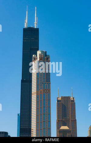 Chicago, Illinois, allgemein bekannt als die Windy-City, ist die dritte bevölkerungsreichste Stadt in den Vereinigten Staaten. Stockfoto