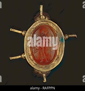 Ring, Römische Reich, 250 - 400, Gold, Karneol, 2,5 × 2,6 cm (1 x 1 in.). Neuerfundene durch Gibon. Klassische Kunst mit einem Neuerfundene Stockfoto