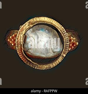 Ring, Römische Reich, 250 - 400, Gold, Perlmutt, 3 × 2,8 cm (1 3,16 × 1 1,16 in.). Neuerfundene durch Gibon. Klassische neuerfundene Stockfoto