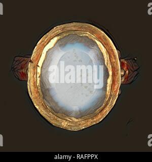 Ring, Römische Reich, 250 - 400, Gold, Achat, 3 × 2,7 cm (1 3,16 × 1 1,16 in.). Neuerfundene durch Gibon. Klassische Kunst mit einem Neuerfundene Stockfoto