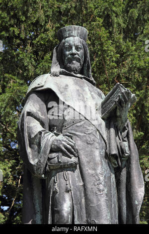 Statue von Kaiser Karl IV. in Tangermünde. Stockfoto