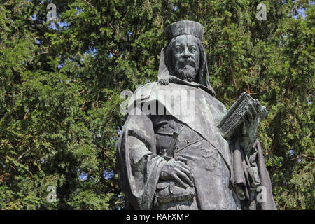 Statue von Kaiser Karl IV. in Tangermünde. Stockfoto