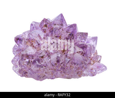 Amethyst Rosette oder Cluster Ende, mit Goethit Einschlüsse aus Brasilien isoliert auf weißem Hintergrund. Stockfoto