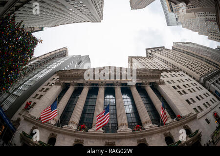 New York NY/USA - 31. Dezember 2018 an der New York Stock Exchange in Lower Manhattan am Montag, den 31. Dezember 2018, der letzte Handelstag für 2018. (Â© Richard B. Levine) Stockfoto