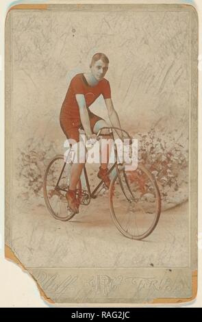 Männliche racer am Fahrrad, Fred Pfaff (Amerikanisch, aktive Erie, Pennsylvania 1870s - 1890s), 1890, Silbergelatineabzug neuerfundene Stockfoto