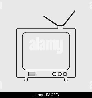 Fernsehen Symbol Leitung auf grauem Hintergrund Stock Vektor