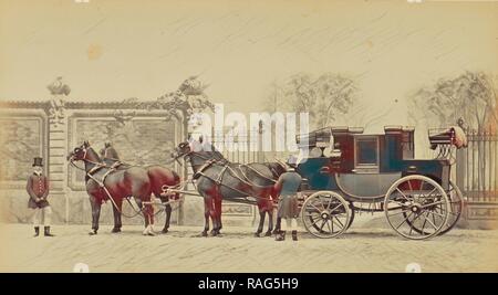 Mail Coach du Cte. Ed.de Lambertye, Louis-Jean Delton (Französisch, 1807-1891), Paris, Frankreich, 1865, Eiweiß silber Neuerfundene Stockfoto