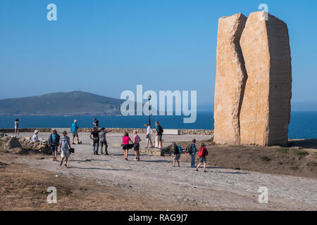 Denkmal für die Katastrophe des Öltankers Prestige in der MV 2002 in Muxi, Costa da Morte, Galizien, Spanien Stockfoto