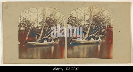 S. Bruffs Boat House, Britischen, ungefähr 1860, Eiweiß Silber drucken. Neuerfundene durch Gibon. Klassische Kunst mit einem modernen Touch neuerfundene Stockfoto