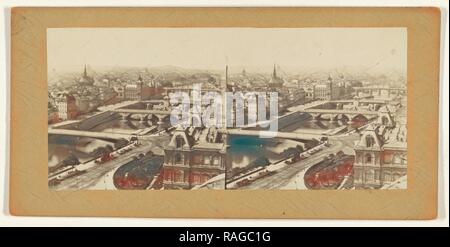 Panorama von Paris, Frankreich, Französisch, 1860s, Eiklar Silber drucken. Neuerfundene durch Gibon. Klassische Kunst mit einem modernen Touch neuerfundene Stockfoto