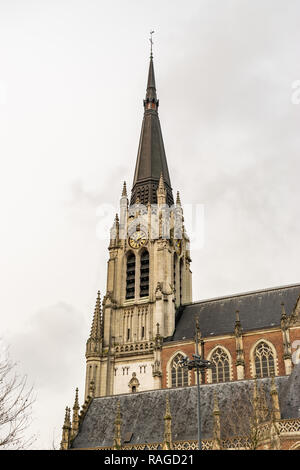 Saint-Christophe details Kirche im neo-gotischen Stil in der Stadt Tourcoing in Frankreich. Departement Nord-Pas-de-Calais. Stockfoto