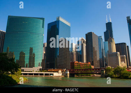 Chicago, Illinois, allgemein bekannt als die Windy-City, ist die dritte bevölkerungsreichste Stadt in den Vereinigten Staaten. Stockfoto