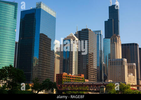 Chicago, Illinois, allgemein bekannt als die Windy-City, ist die dritte bevölkerungsreichste Stadt in den Vereinigten Staaten. Stockfoto