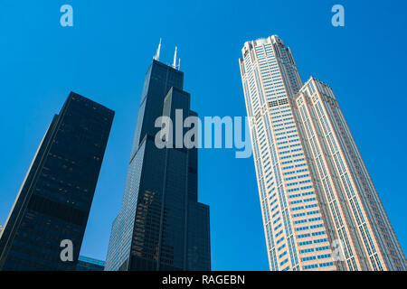 Chicago, Illinois, allgemein bekannt als die Windy-City, ist die dritte bevölkerungsreichste Stadt in den Vereinigten Staaten. Stockfoto