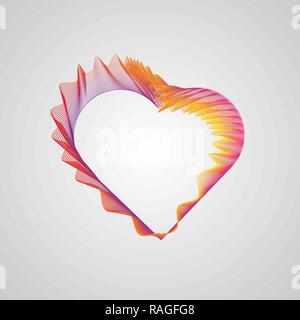 Wellenförmige Valentines Herz. Dekorative neon Herz der Linien Vektor Illustration. 10 eps Stock Vektor