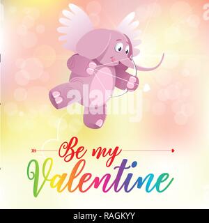 Liebe Grüße von Cupid für Valentinstag. Flaches Design farbige Abbildung. Stock Vektor