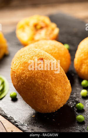 Arancini Reis und Fleisch close up Stockfoto