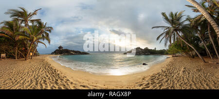 Sonnenaufgang am Cabo San Juan in den Tayrona Nationalpark, Kolumbien Stockfoto