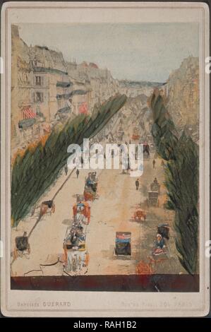 Les Grands Boulevards, Städte und Orte Kabinett card Collection, Guérard, Baptiste, handkolorierte Eiweißstoff, 1870s, Neuerfundene anzeigen Stockfoto