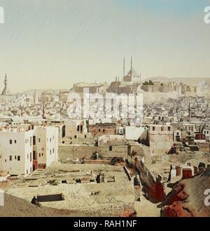 Blick auf die Altstadt von Kairo, Ägypten mit Blick auf die Zitadelle von Saladin auf Muqattam Hill 1906 - Alben von Paul Fleury die Neuerfundene Stockfoto