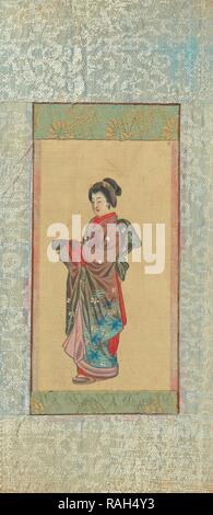 Geisha, Japan, 1870s - 1890s, Aquarell, 11 x 5,7 cm (4 5,16 x 2 2/35 in.). Neuerfundene durch Gibon. Klassische Kunst mit einem Neuerfundene Stockfoto