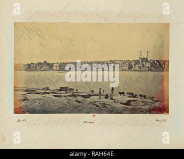 Benares, allgemeine Ansicht vom gegenüberliegenden Ufer des Ganges, Samuel Bourne (Englisch, 1834-1912), Benares, Uttar neuerfundene Stockfoto