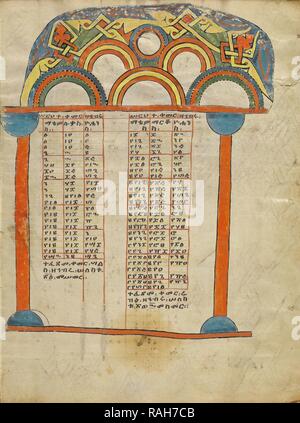 Canon Tabelle Seite, Äthiopien, etwa 1504 - 1505, Tempera auf Pergament, Blatt: 34,5 x 26,5 cm (13 x 10 7,16 9,16 in Neuerfundene Stockfoto