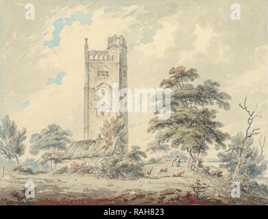 Freston Turm, Suffolk, Edward Dayes (Englisch, 1763-1804), England, um 1785, Aquarell über Bleistift, 16,5 × 21,6 Neuerfundene Stockfoto