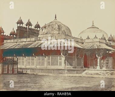 Futtehpour-Sicri, Tombeau en marbre Blanc dans la Cour de la Grande Mosquée, Baron Alexis de La Grange (Französisch, 1825 überarbeitet Stockfoto