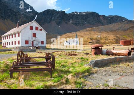 Whalers' Kirche, die ehemalige Walfangstation Grytviken, Südgeorgien, Antarktis Stockfoto