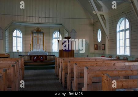 Whalers' Kirche, der Innenraum, die ehemalige Walfangstation Grytviken, Südgeorgien, Antarktis Stockfoto