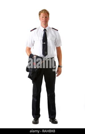 Feuerwehrmann in der Uniform für das Personal der Büros, professionellen Feuerwehrmann der Berufsfeuerwehr Essen, Essen Stockfoto