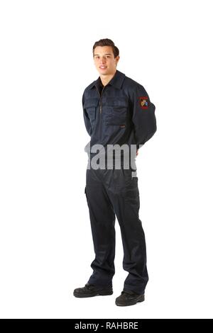 Feuerwehrmann in der Uniform im täglichen Dienst getragen, professionelle Feuerwehrmann der Berufsfeuerwehr Essen, Essen Stockfoto