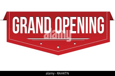 Grand opening Banner Design auf weißem Hintergrund, Vector Illustration Stock Vektor