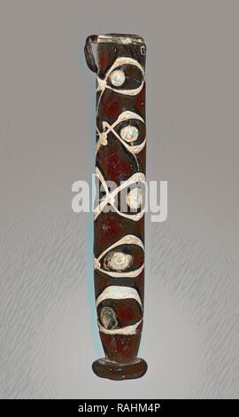 Opak Schwarz mit weißen Spuren und Blobs, östliches Mittelmeer, 9. - 11. Jahrhundert (?), Glas, 10,5 cm (4 1,8 Neuerfundene Stockfoto