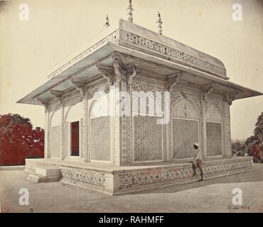 Agra, das Mausoleum von Prinz Etmad-Dowlah, die marmorne Kuppel, Samuel Bourne (Englisch, 1834-1912), Agra, Indien neuerfundene