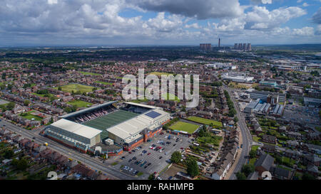 Halton Stadium, der Heimat der Wikinger RLFC Widnes, Widnes FC, eine multifunktionale Fußball und Rugby Veranstaltungsort mit all weather Kunstrasen in Cheshire Stockfoto