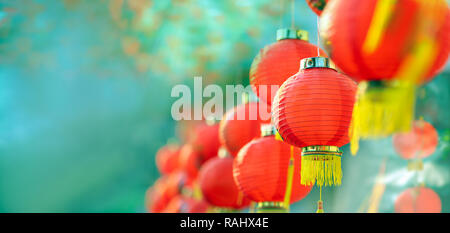 Chinesisches neues Jahr Laternen in Chinatown. Stockfoto