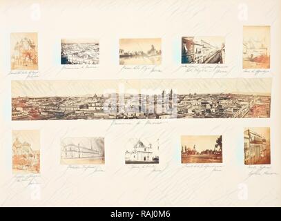 Mexique, 1865-1866, Bd.1, Aubert, Francois, 1829-1906, Eiweißstoff, 1865-1867, Panorama von Mexiko Stadt durch Neuerfundene umgeben Stockfoto