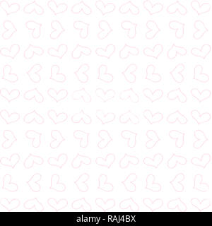 Retro cute nahtlose Muster mit rosa Rahmen Herzen auf weißem Hintergrund für den Valentinstag Liebe Karten. Einfaches Drucken für den Druck auf Stoff, Papier f Stockfoto