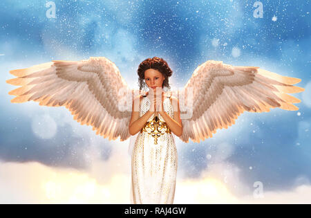 Ein Engel im Himmel, 3D-Darstellung Stockfoto