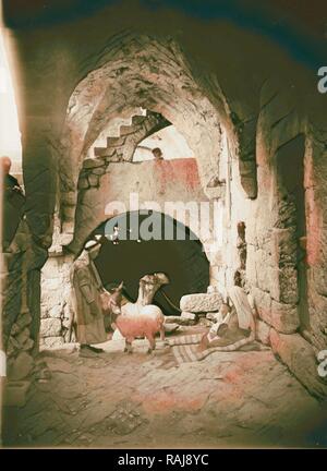 Innenraum des Bauernhauses im Beit Sahur. 1934, West Bank, Bayt Sāḥūr. Neuerfundene durch Gibon. Klassische Kunst mit einem modernen Neuerfundene Stockfoto