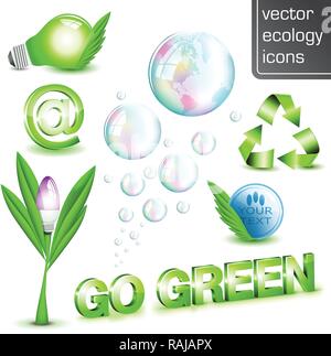Sammlung Eco Design Elemente, isoliert auf weißem Hintergrund, Vector Illustration Stock Vektor