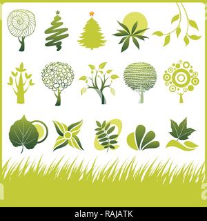 Sammlung Eco Design Elemente, isoliert auf weißem Hintergrund, Vector Illustration Stock Vektor